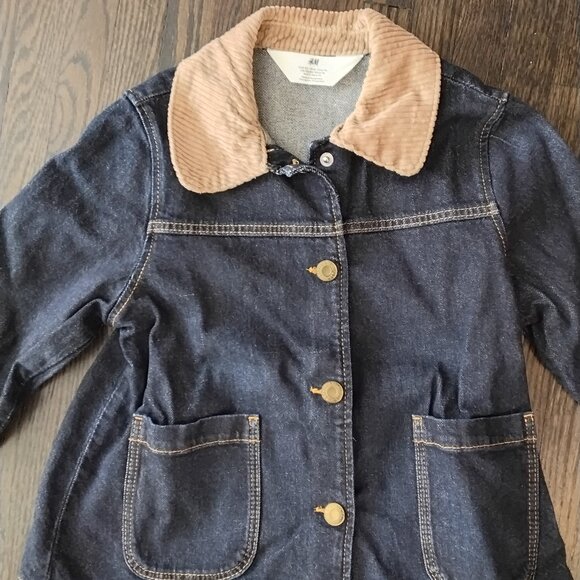 Hm Other - Hm Navy denim girls jacket with beige corduroy  collar